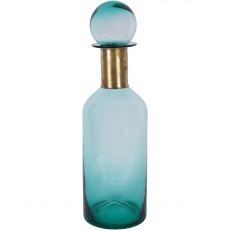 Jorum Collection Glass Bottle Tall With Lid and Brass Detail