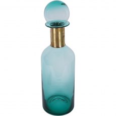 Jorum Collection Glass Bottle Tall With Lid and Brass Detail