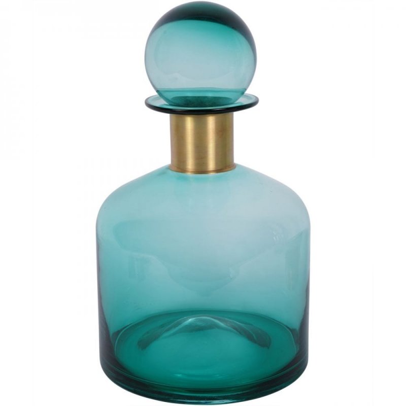 Libra Jorum Collection Glass Bottle Wide with Lid and Brass Detail