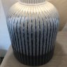 Libra Grey Porcelain Lamp with Ribbed Detailing & White Shade Small