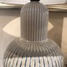 Libra Grey Porcelain Lamp with Ribbed Detailing & White Shade Small